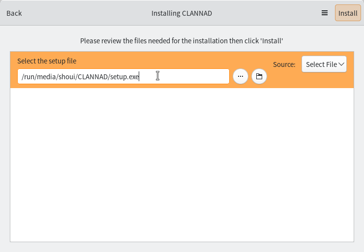 Lutris - choose executable